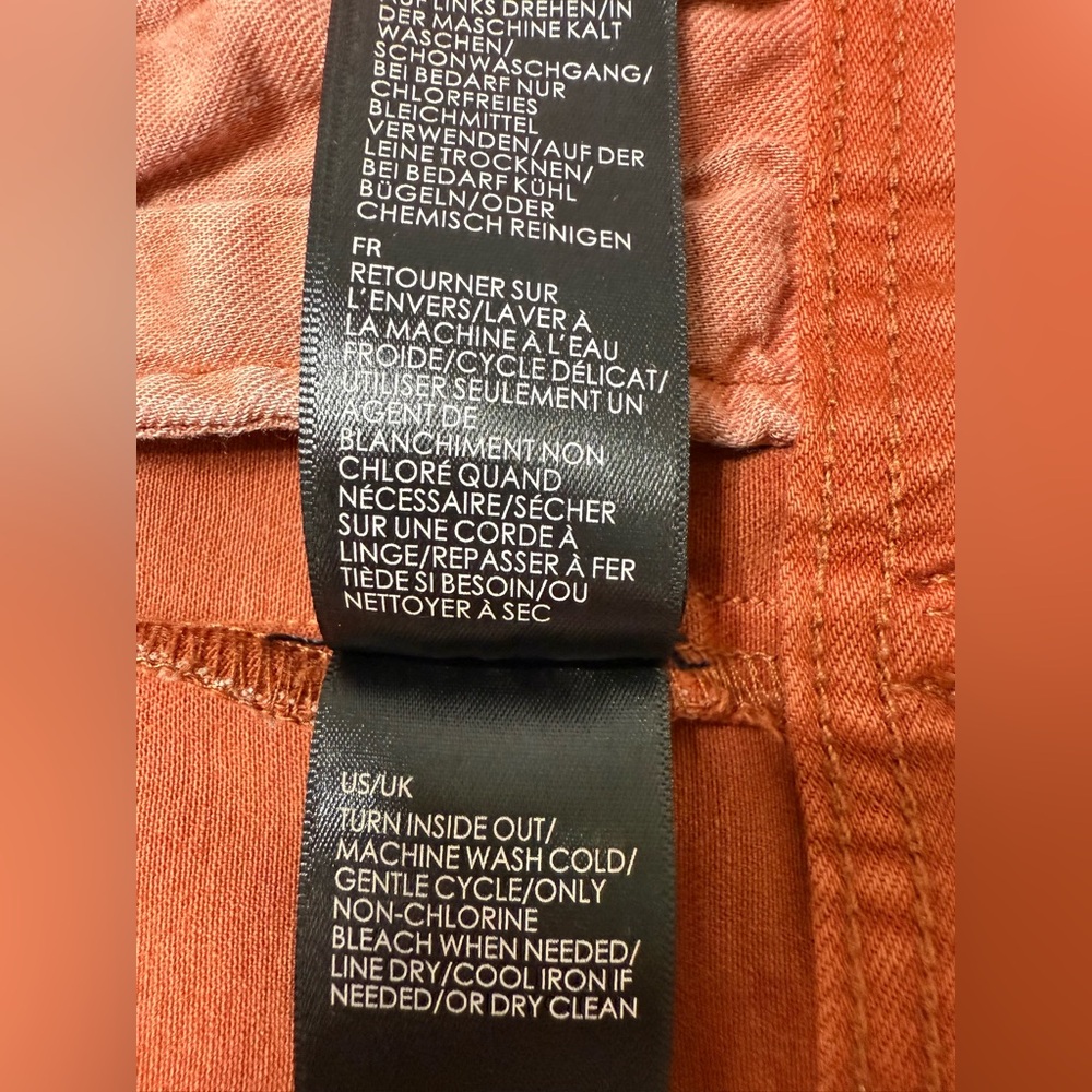 LIVERPOOL CLASSIC BUTTON DOWN JEAN JACKET WITH POCKETS ORANGE RUST SIZE: M - Picture 16 of 16